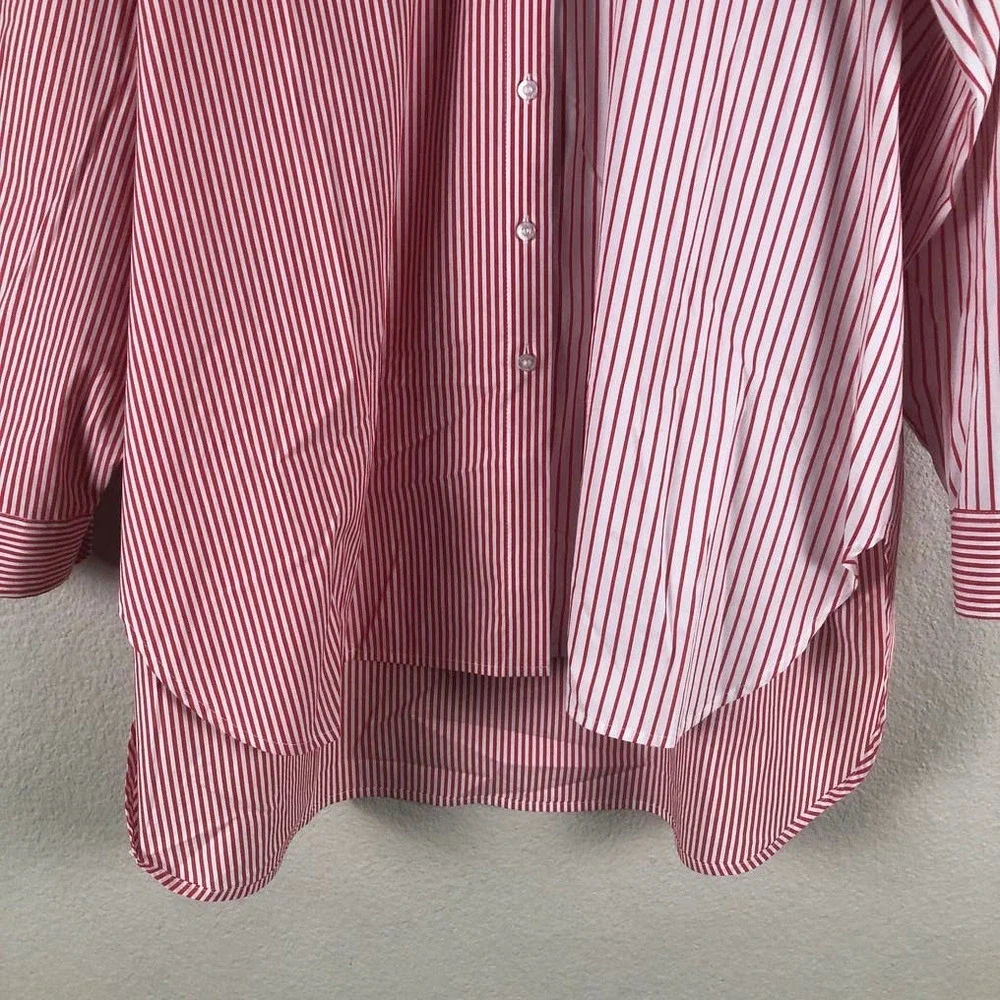 CALVIN Klein Shirt Red White Striped Colorblock Collared Trendy Size 1X Large - Picture 4 of 13